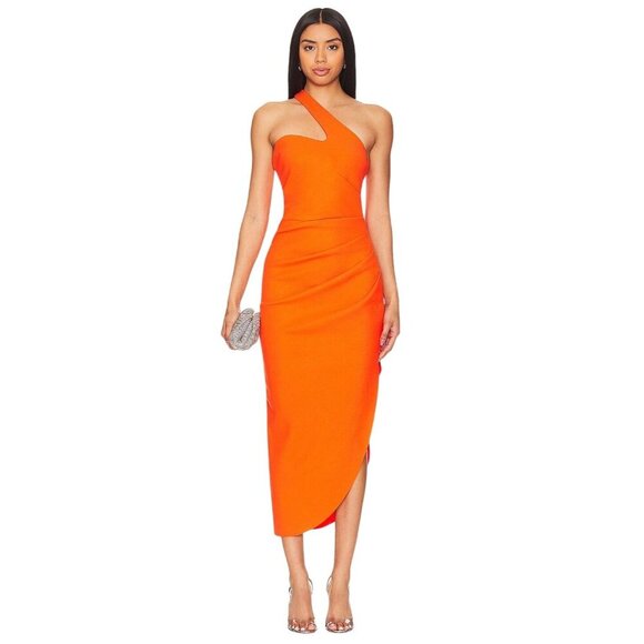 MISHA Delancey Midi Dress in Flame Red Medium New Womens Cocktail - Picture 1 of 9